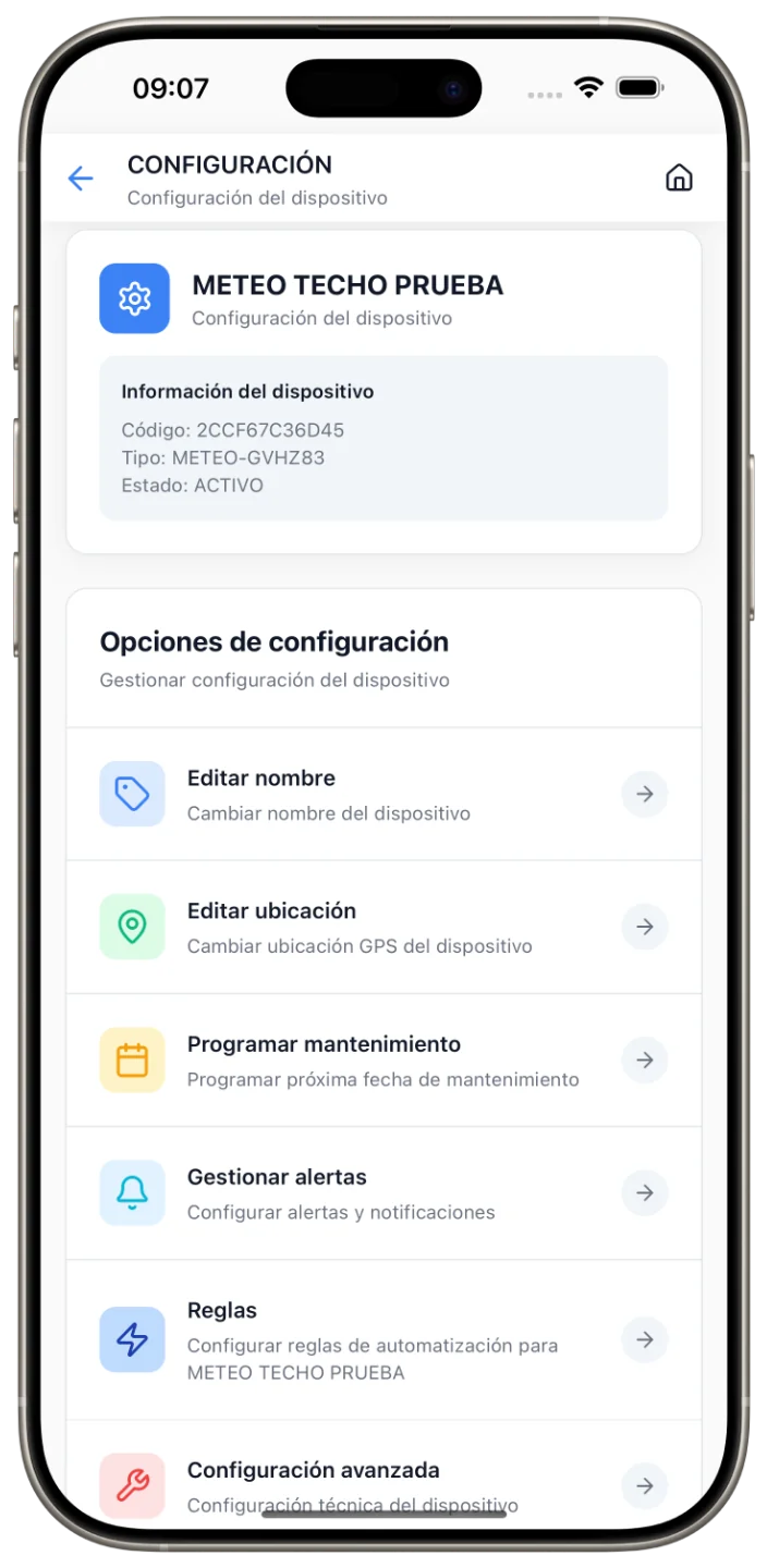 Panel de configuración remota