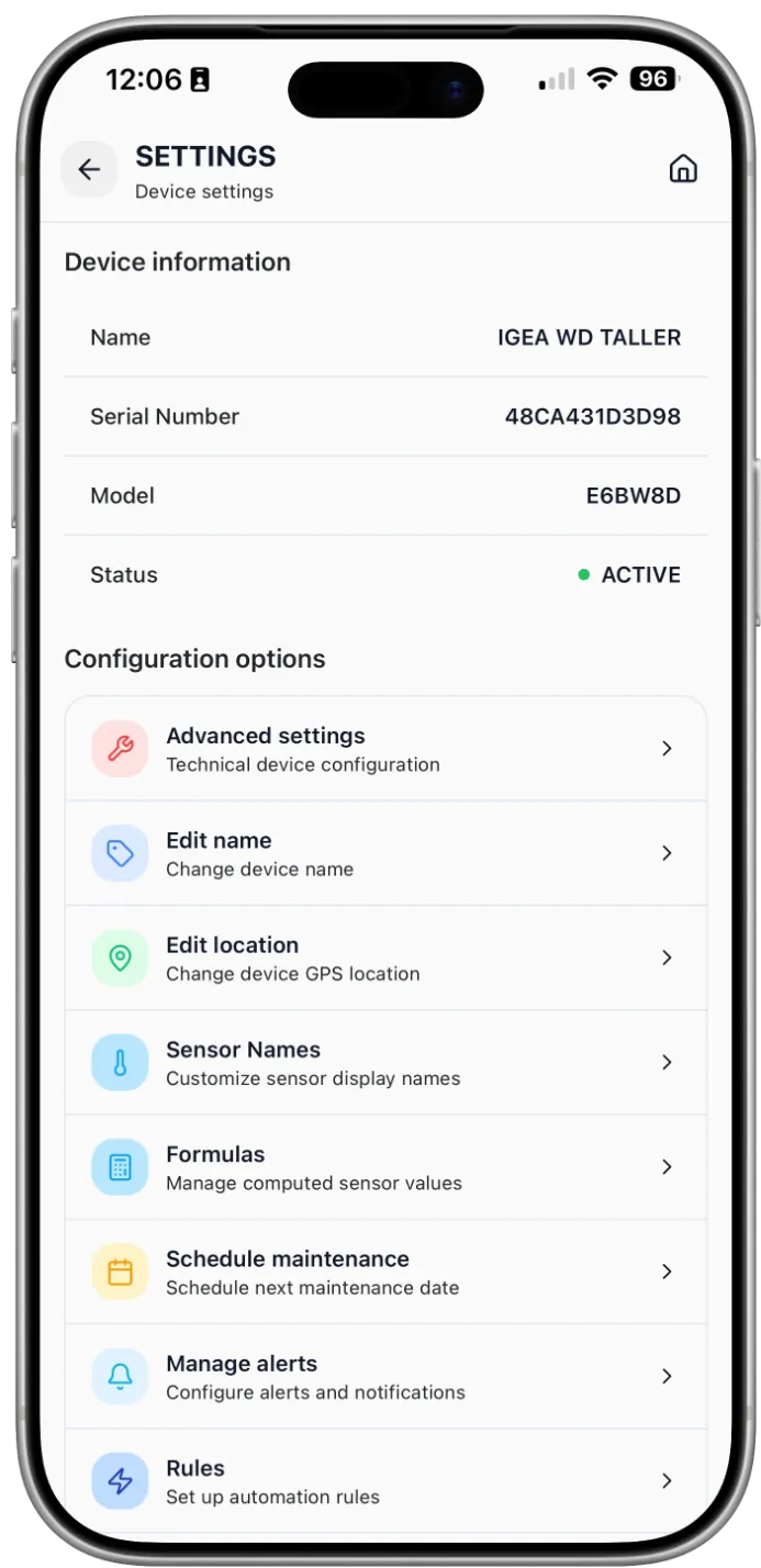 Remote configuration panel