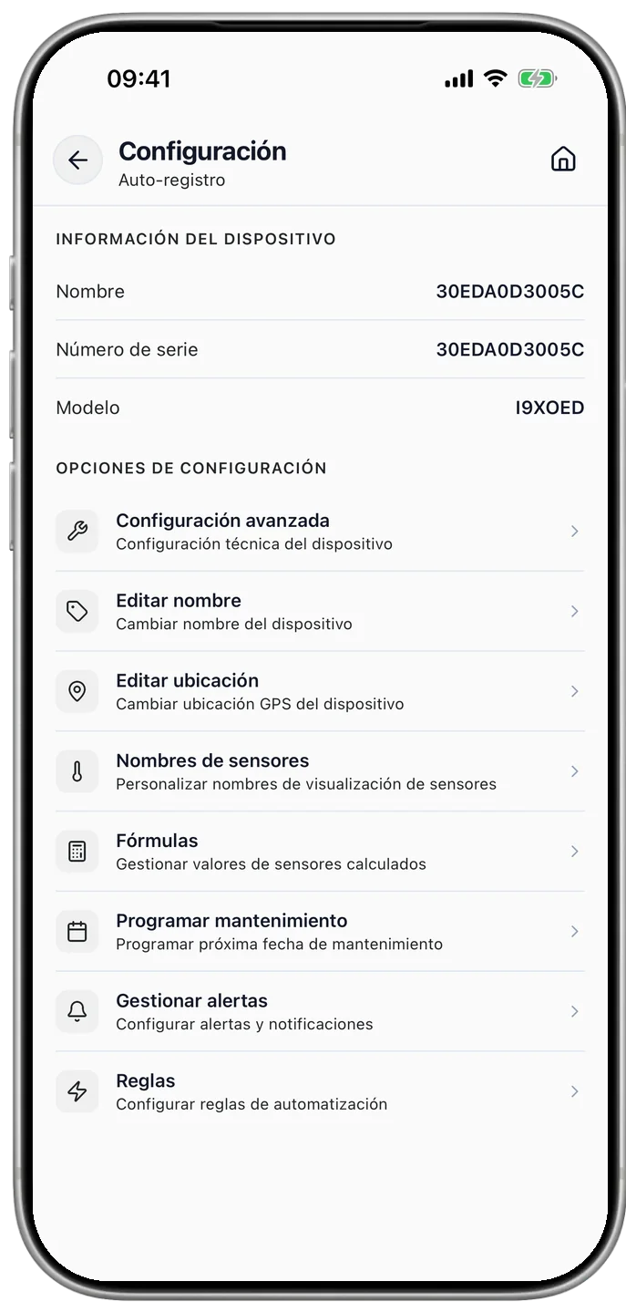 Panel de configuración remota