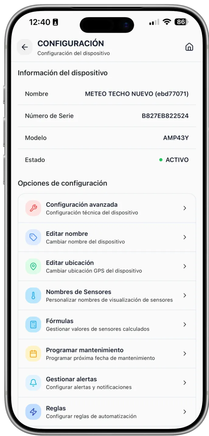 Panel de configuración remota